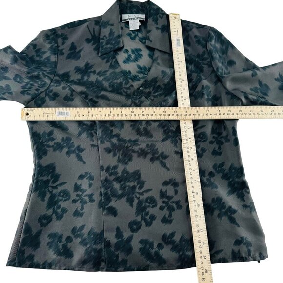 Nine & Company Womens Floral Blazer Jacket Size 12 Polyester Teal & Gray - Picture 3 of 5